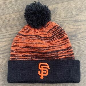 San Francisco Giants MLB Baseball Black and Orange Pom-Pom Embroidered Beanie